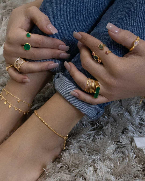Indi Gem Green Onyx Gold Ring