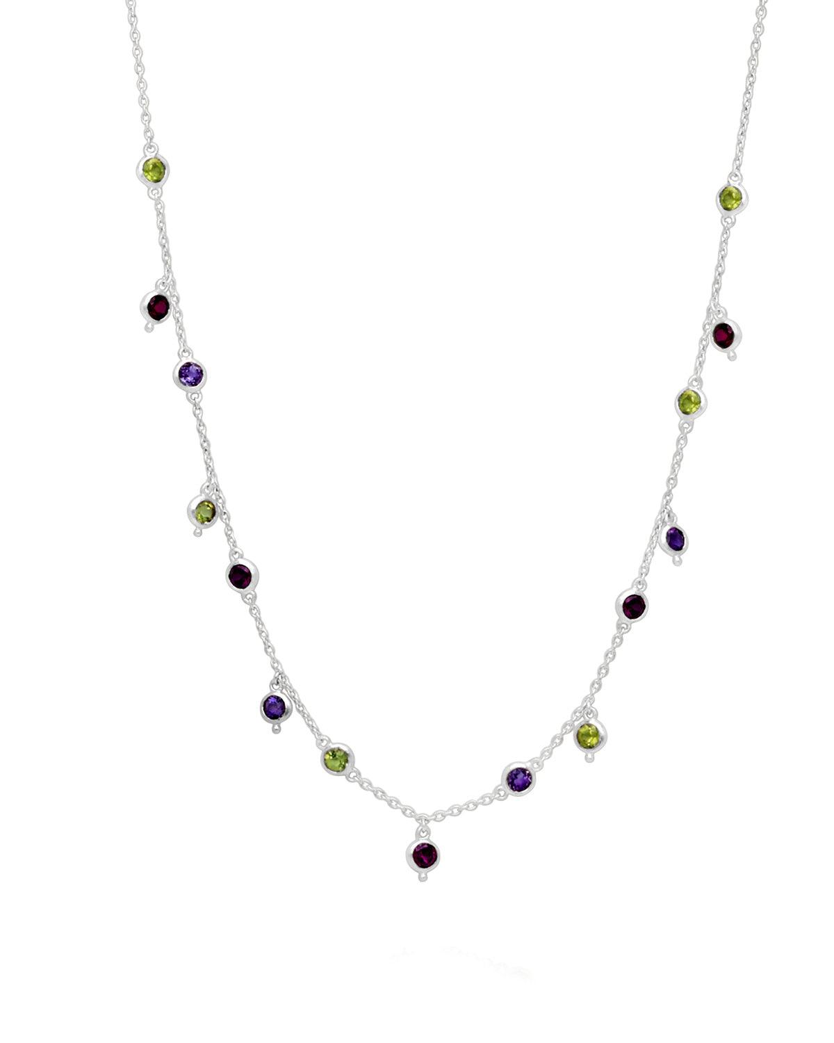 Contemporary Mix Gemston Silver Necklace - Moon London