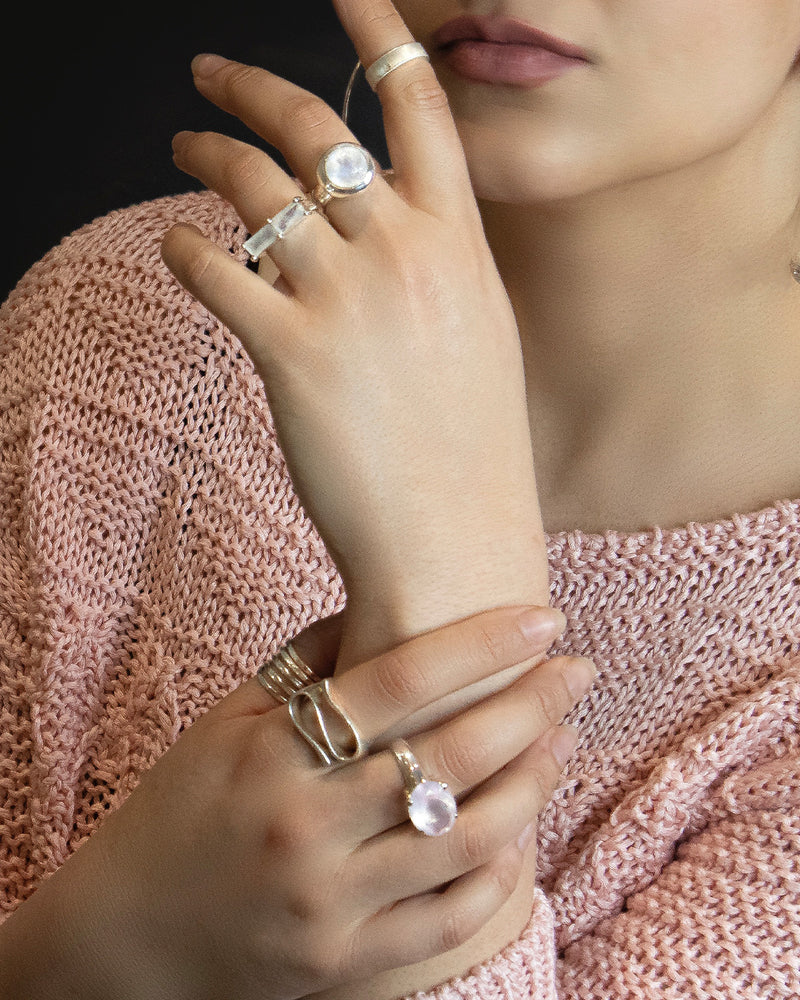Wave Mid Statement Silver Ring