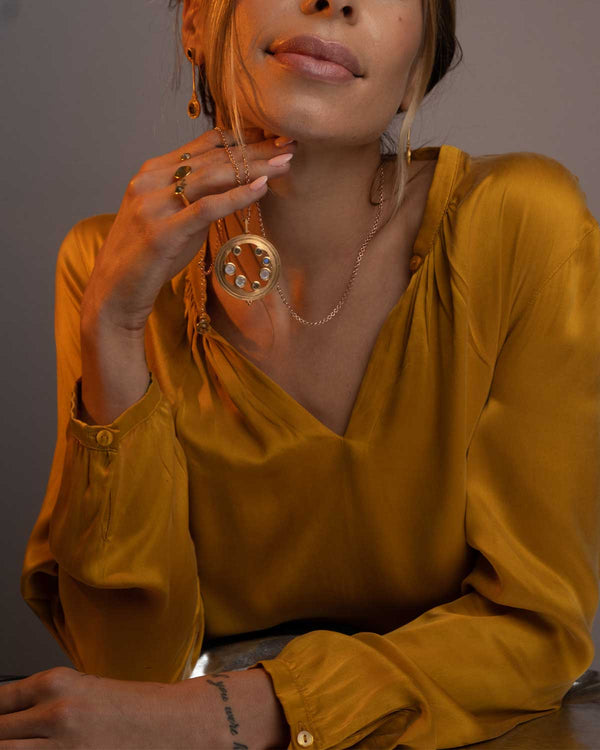 Mystic Gem Pendent Gold Necklace