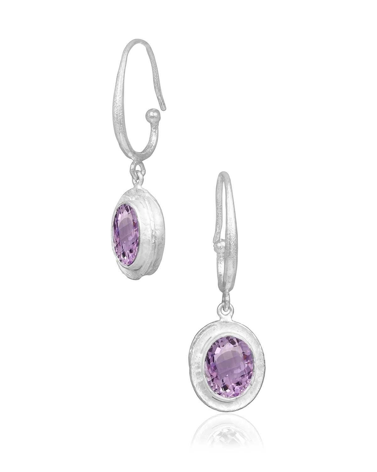 Compassion Pink Amethyst Silver Earrings - Moon London