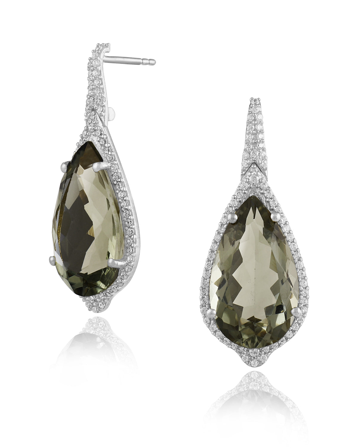 Lush Green Amethyst Silver Earrings - Moon London