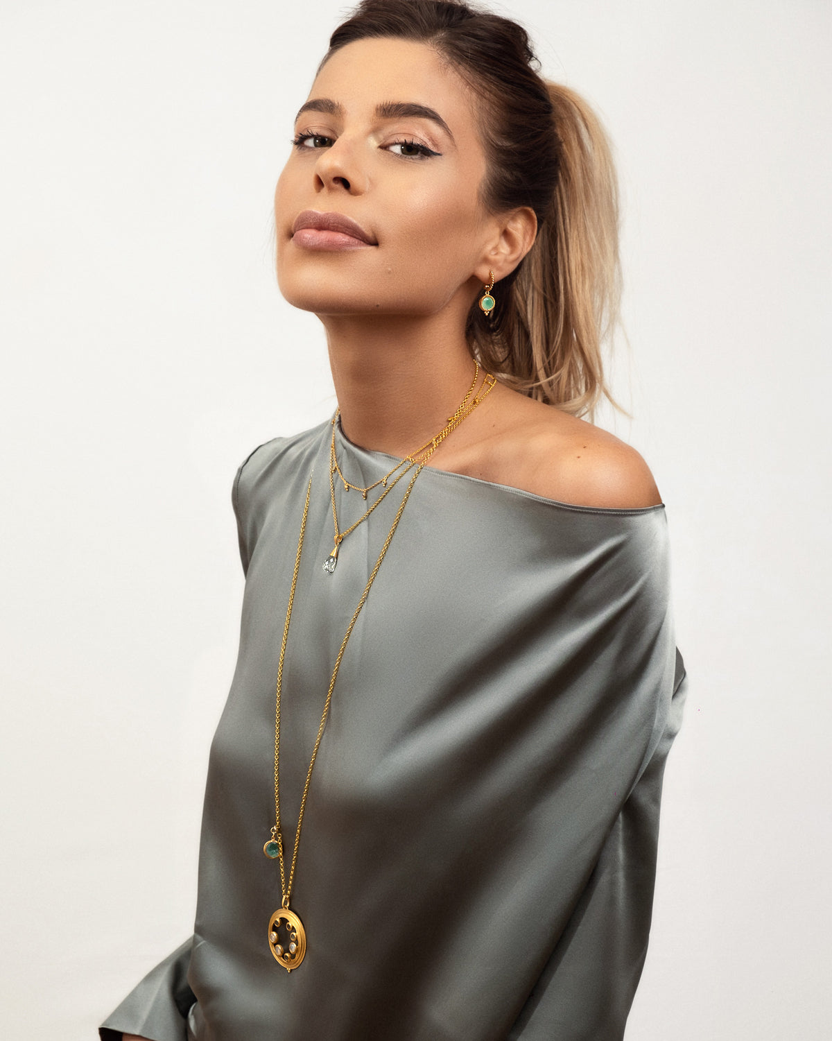 Mystic Gem Pendent Gold Necklace - Moon London