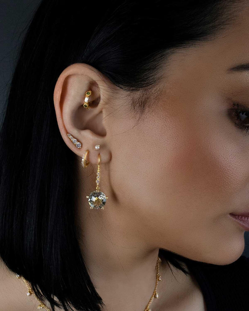 Sienna Green Amethyst Luxuries Gold Earrings - Moon London