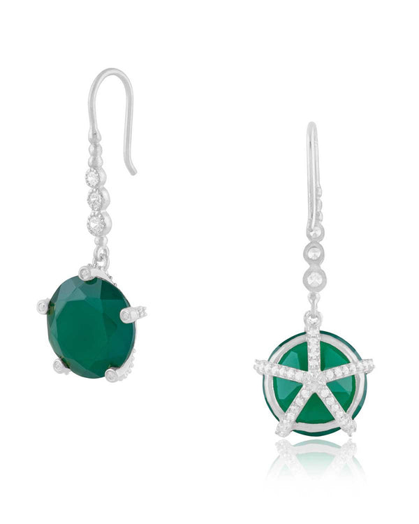 Sienna Emerald Green Luxuries Silver Earrings - Moon London