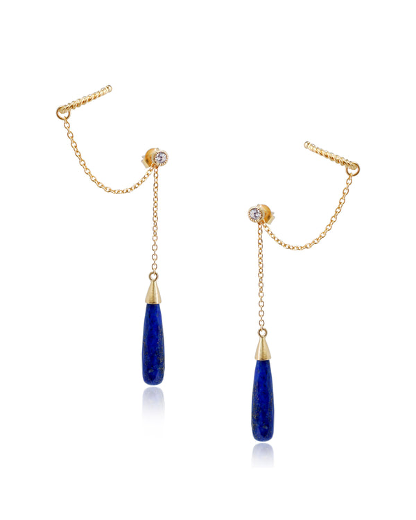 Exceptional Lapis Lazuli Gold Earrings
