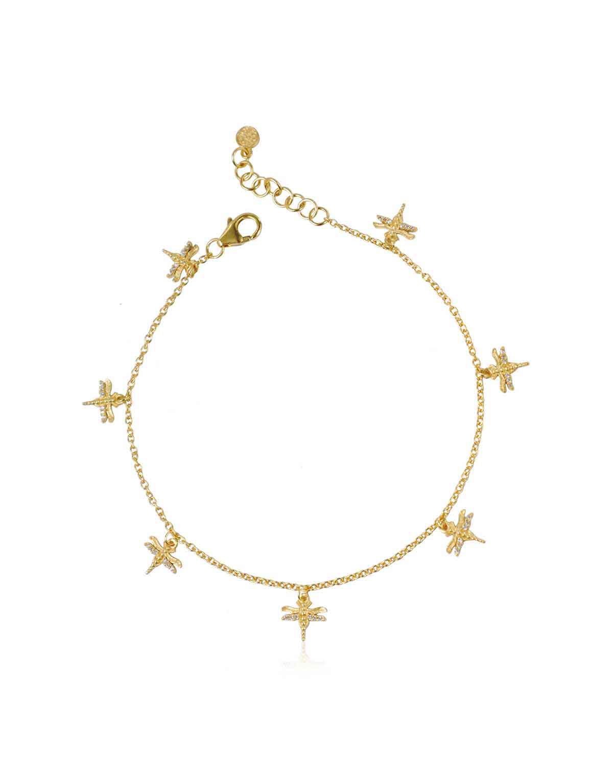 Adorable Dragonfly Gold Anklet - Moon London