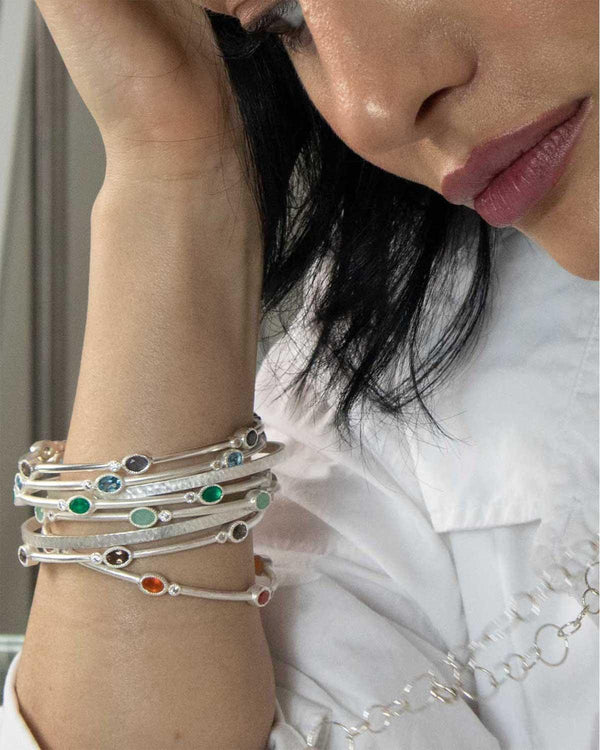Mix & Match Gemstone Silver Bangles