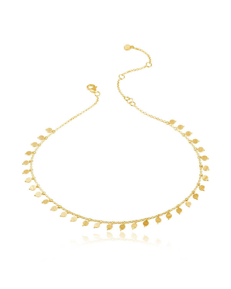 Exceptionally Cute Multi Disk Choker Gold Necklace