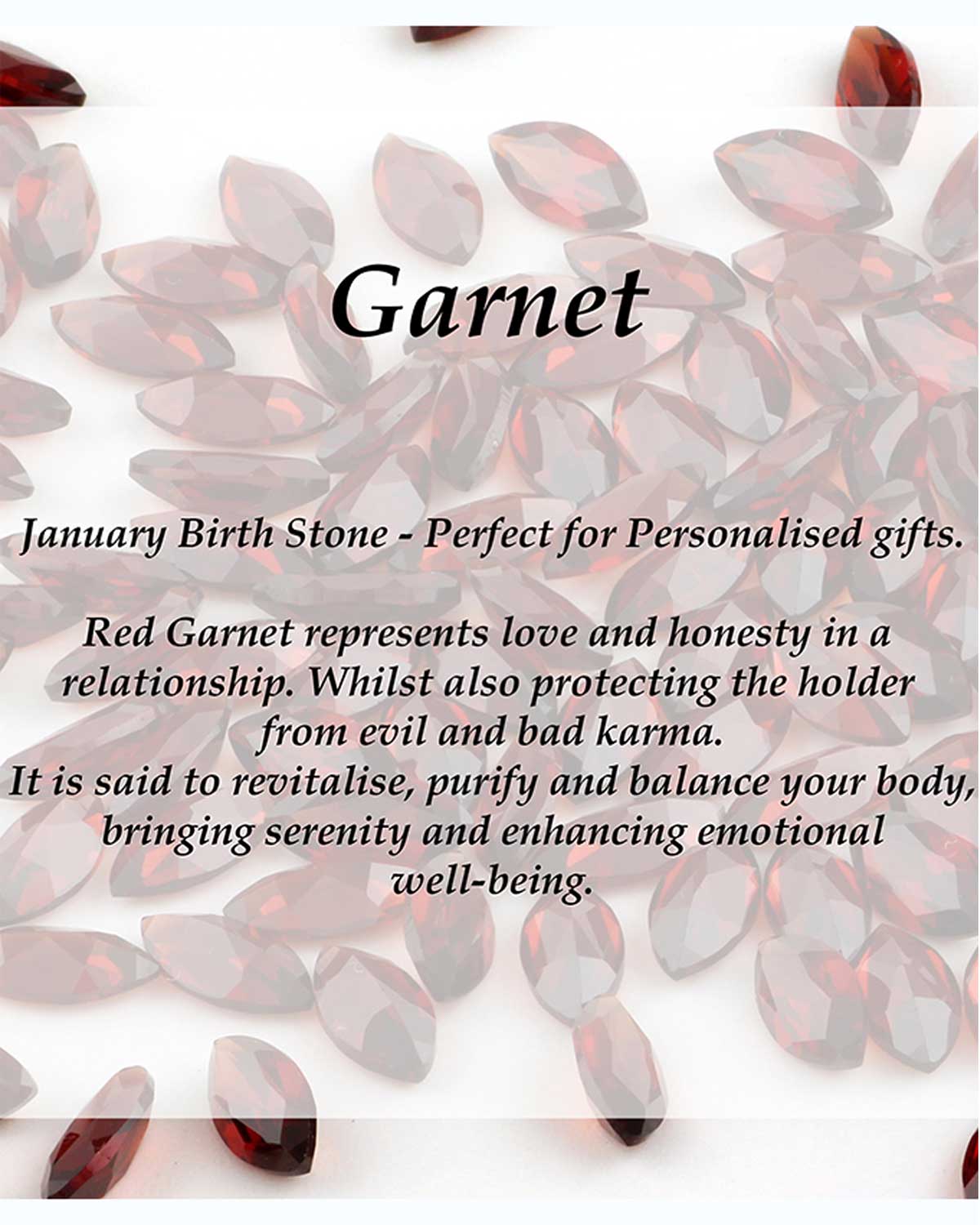 Detailed view of rhodolite garnet gemstones set in gold necklace