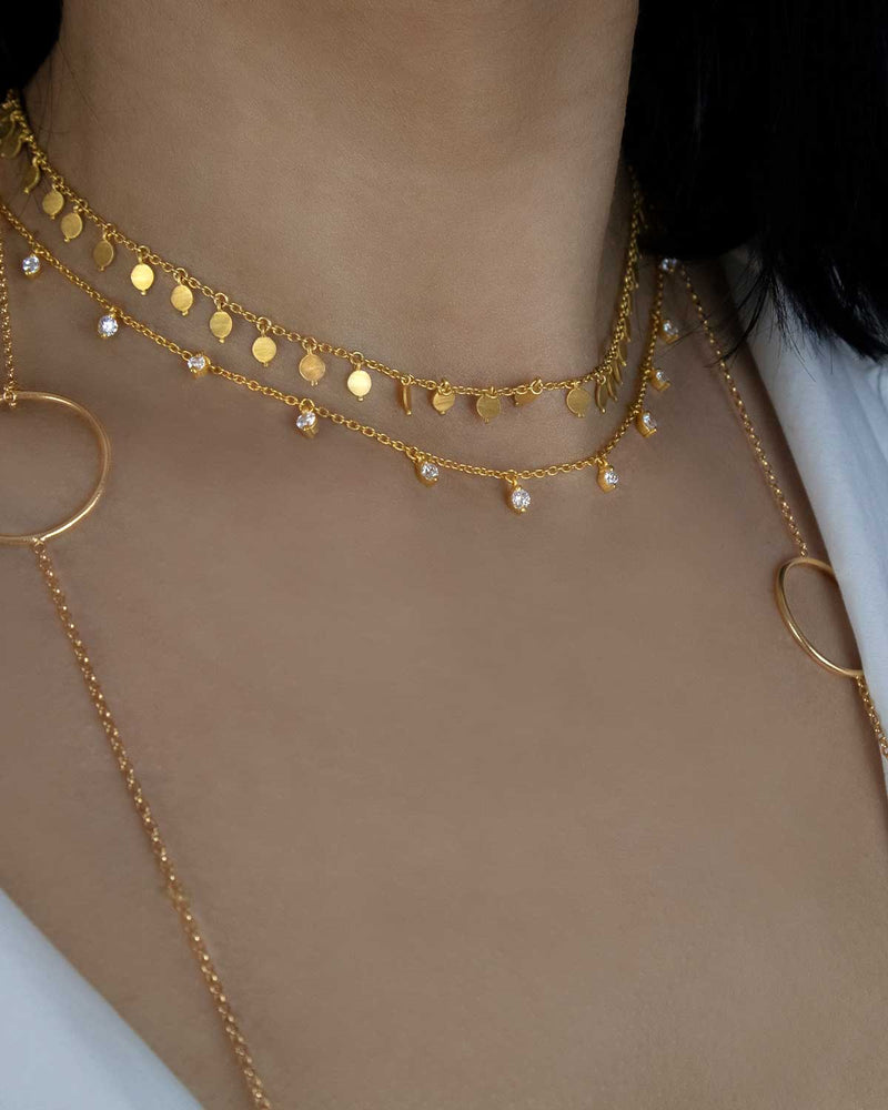 Exceptionally Cute Multi Disk Choker Gold Necklace