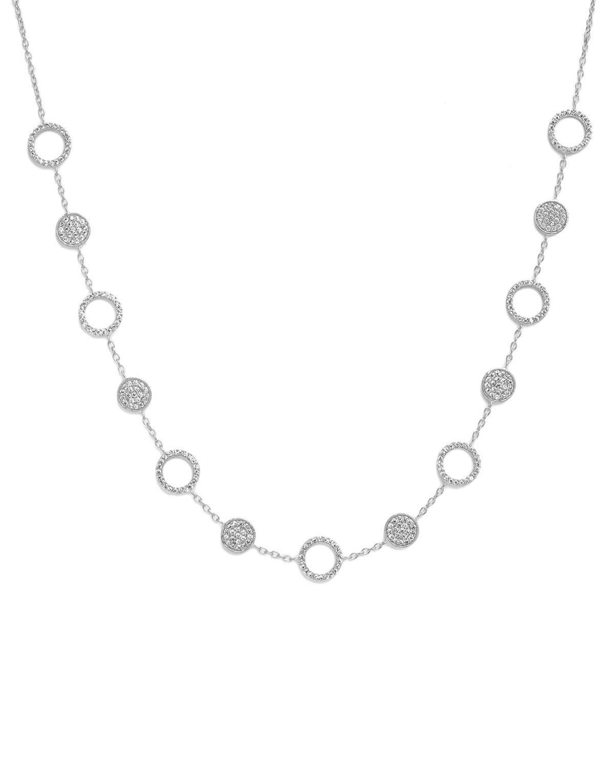 Glimmering Crystal Silver Necklace - Moon London