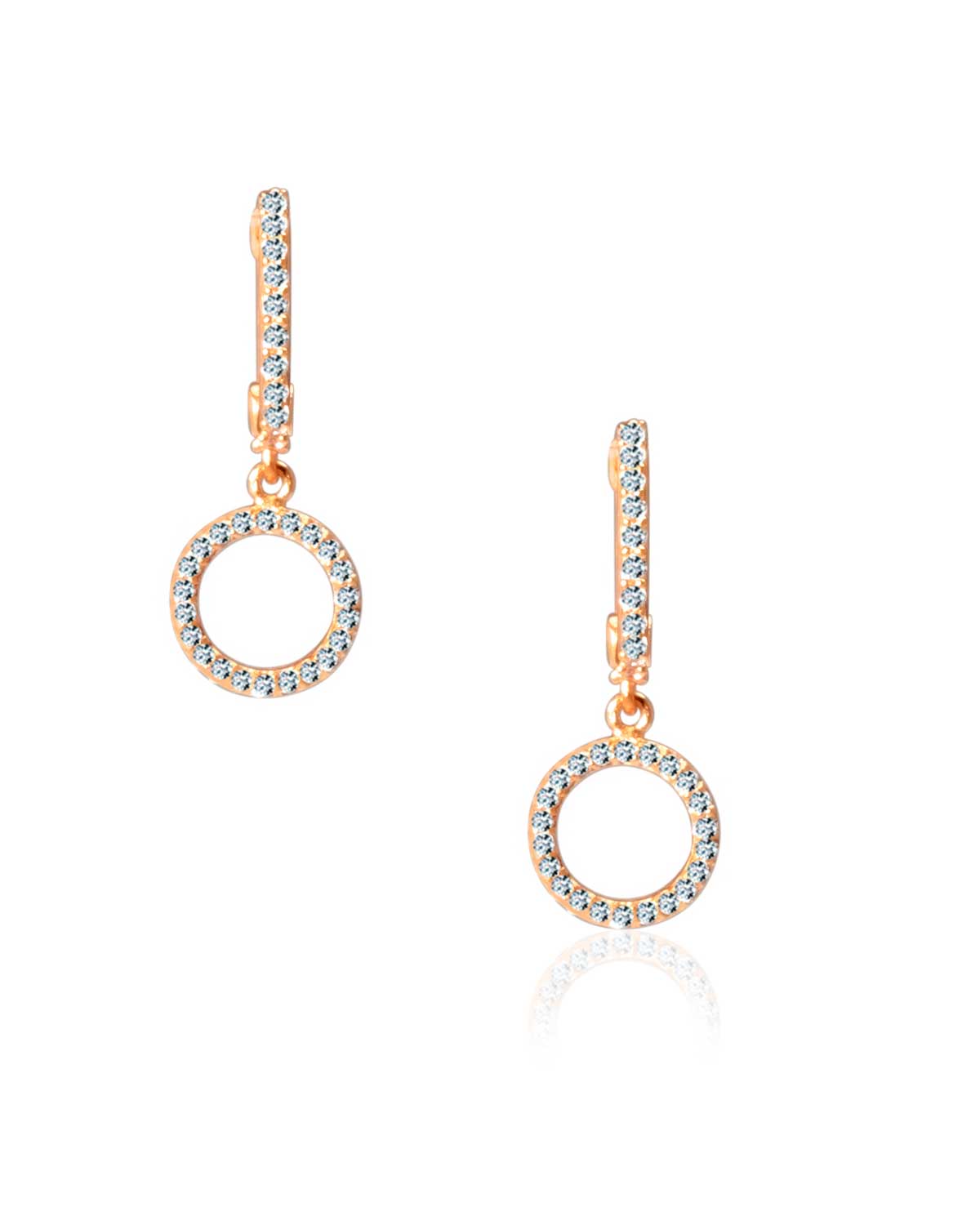 Mini hoop earrings with tiny crystals and a light matte gold finish