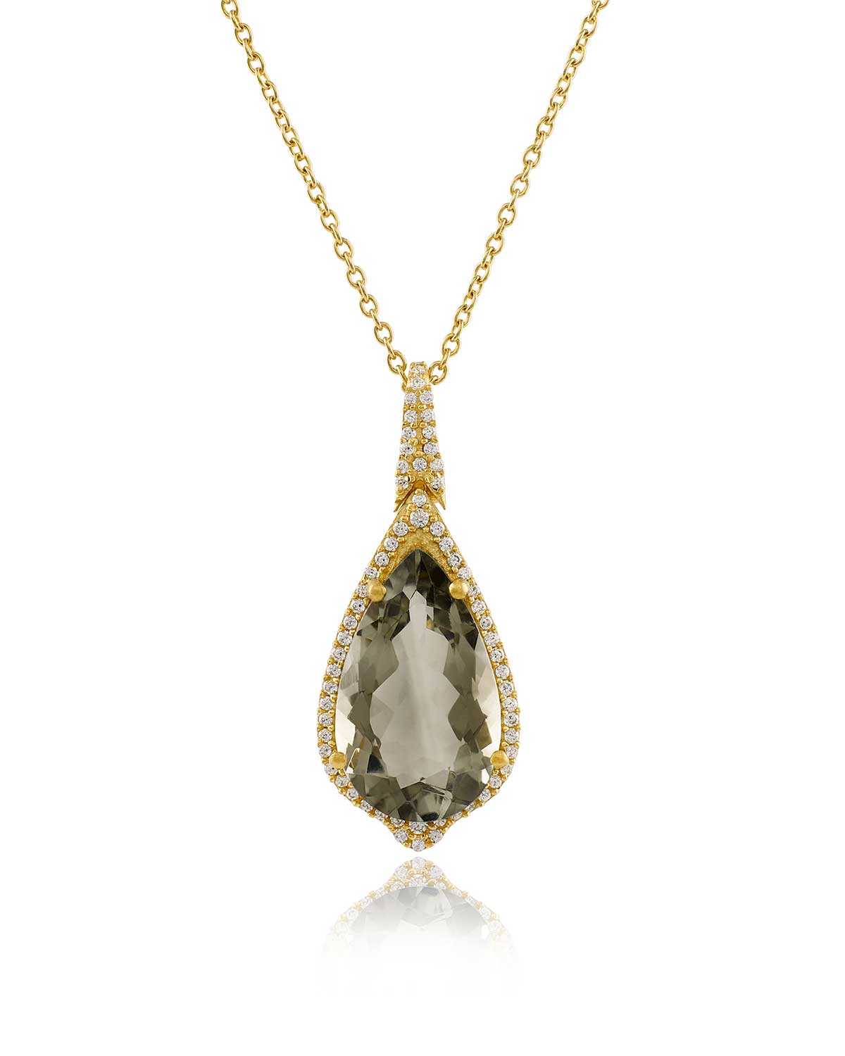 Lush Green Amethyst Gemstone Gold Necklace - Moon London