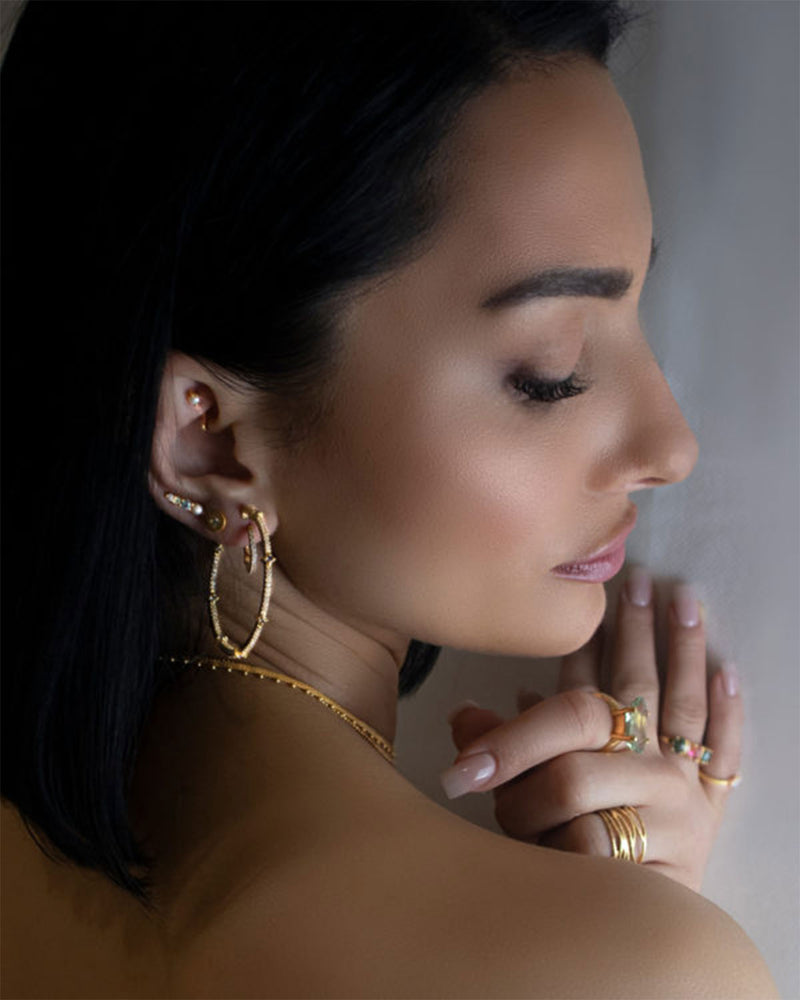Dazzling Blue Spinal Gold Hoops