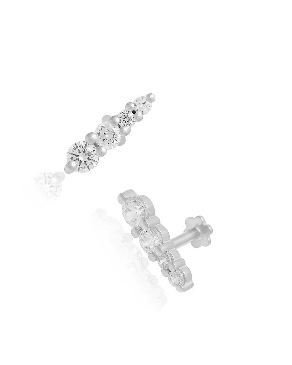 Single mini silver stud with cubic zirconia for a minimal everyday look