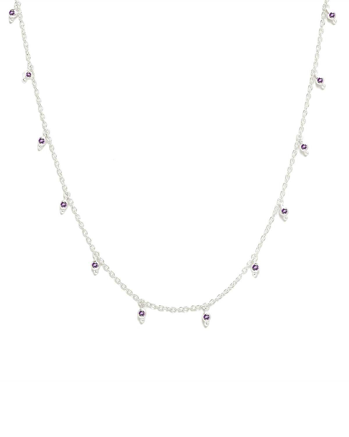 Handmade silver necklace with hand-cut amethyst gemstones