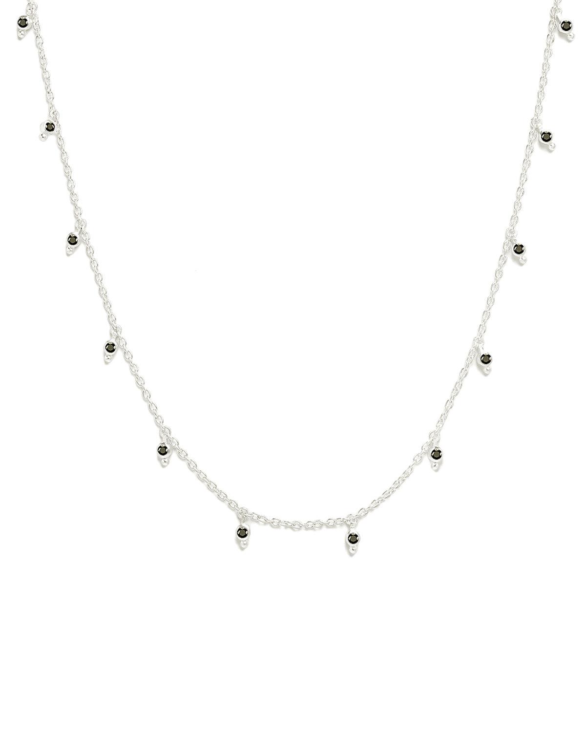 Handmade silver necklace with tiny black spinel gemstones