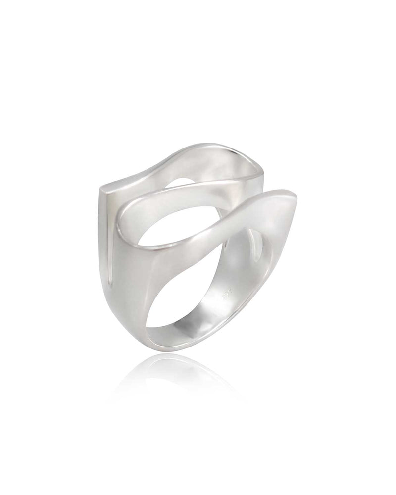 Wave Mid Statement Silver Ring